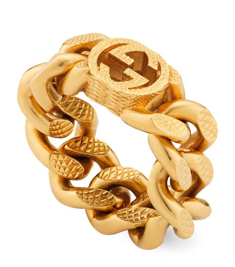 gucci interlocking gourmette chain ring|gucci interlocking ring silver.